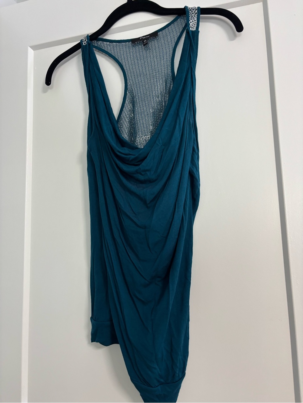 Express Teal Draped Racerback Tank